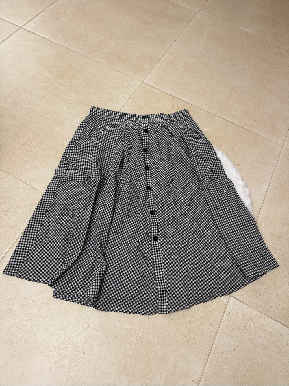 Black and White Gingham Midi Skirt Size Medium
